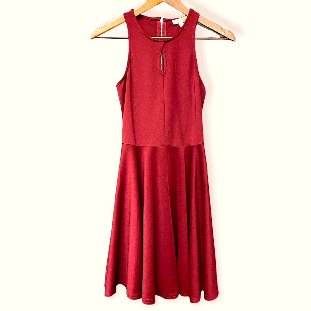 GB Girls Maroon Keyhole Zip Up Dress
